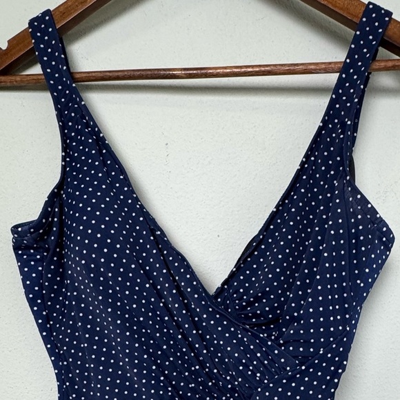 NWOT Miraclesuit Oceanus‎ One Piece Pin Point Shaping Swimsuit Midnight Navy 14 - Picture 5 of 13